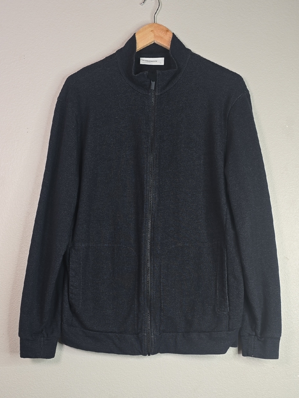 Icebreaker Men's Central Charcoal Full-Zip Sweater Jacket Cotton/ Wool Blend